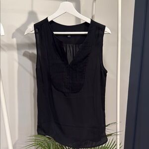 J. Crew Black Sleeveless Blouse with Detailed Collar